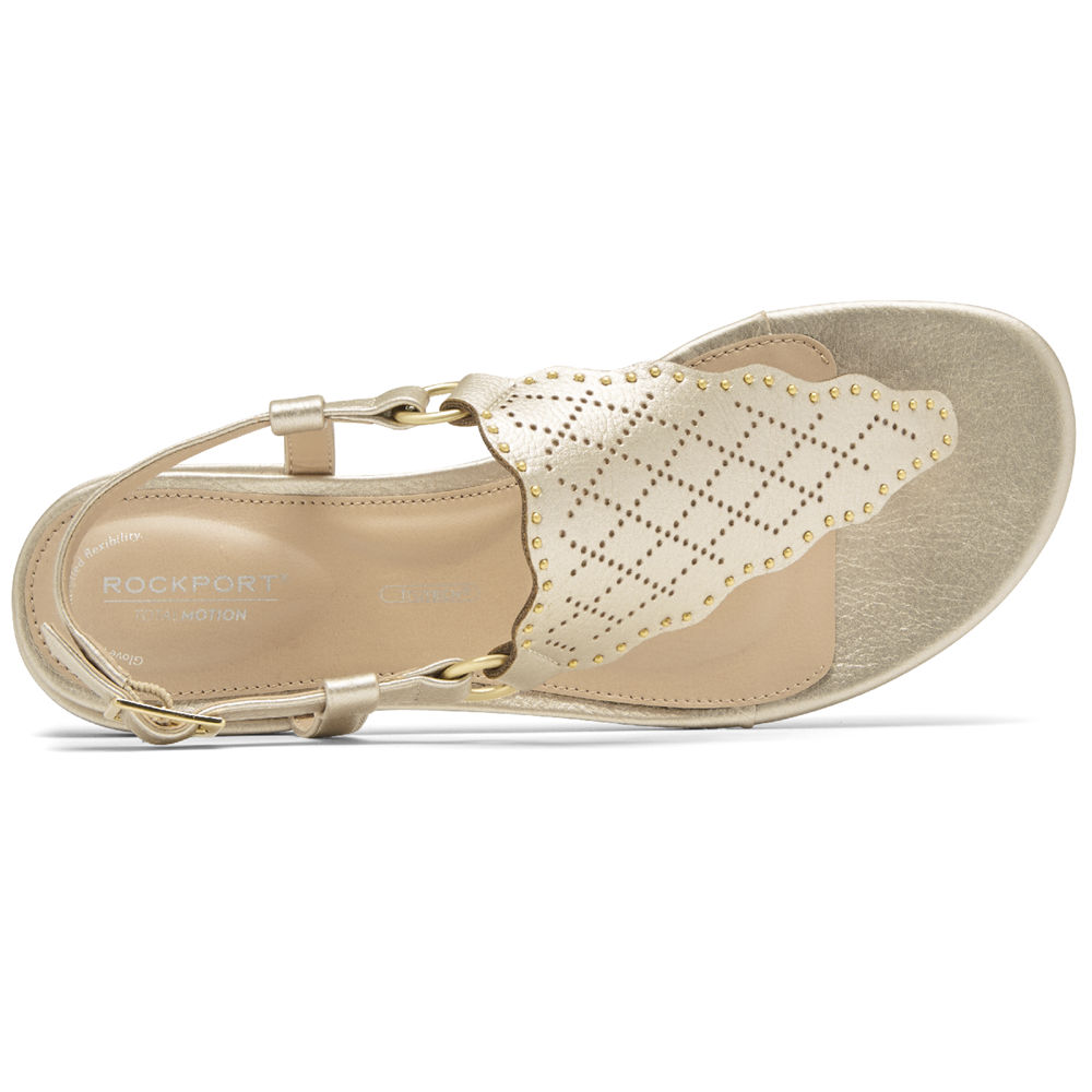 Sandalias Rockport Mujer Mexico - Total Motion Zosia Perforated Dorados - JQRPK7951